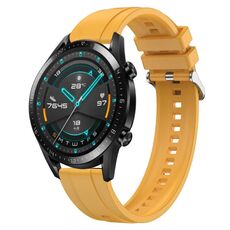 Per Huawei Watch GT 42mm / 46mm Cinturino in silicone con motivo pneumatico con fibbia argentata (giallo)