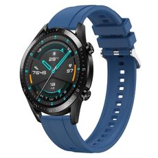 Per Huawei Watch GT 42mm / 46mm Cinturino in silicone con motivo pneumatico con fibbia argentata (blu)