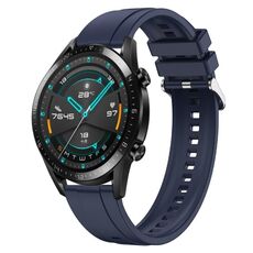Per Huawei Watch GT 42mm / 46mm Cinturino in silicone con motivo pneumatico con fibbia argentata (blu notte)