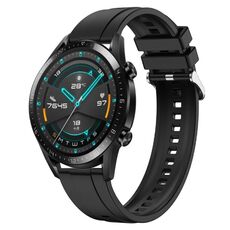 Per Huawei Watch GT 42mm / 46mm Cinturino in silicone con motivo pneumatico con fibbia argentata (nero)