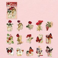 15 pezzi/pacco PET Farfalla Serie di fiori Retro Adesivi per manuali con stampa a caldo fai-da-te, Stile: Lettera d'amore romantica