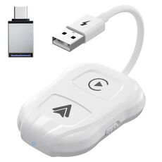 THT-020-9 Adattatore USB + USB-C/Tipo-C cablato a wireless Carplay/Android Auto (bianco)