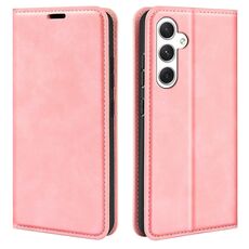 Custodia per telefono in pelle con aspirazione magnetica retro-skin per Samsung Galaxy S24 5G (rosa)