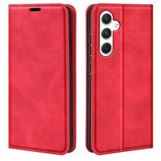 Custodia per telefono in pelle con aspirazione magnetica retro-skin per Samsung Galaxy S24 5G (rossa)