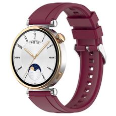 Per Huawei Watch GT4 41mm Cinturino ufficiale in silicone con fibbia argento stile Steps (vino rosso)