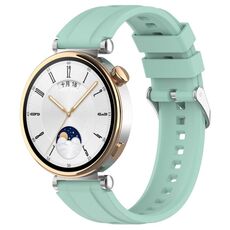 Per Huawei Watch GT4 41mm Cinturino ufficiale in silicone con fibbia argento stile Steps (verde)