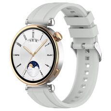 Per Huawei Watch GT4 46mm Cinturino ufficiale in silicone con fibbia argento stile passi (grigio)