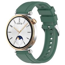 Per Huawei Watch GT4 46mm Cinturino ufficiale in silicone con fibbia argento stile passi (verde scuro)