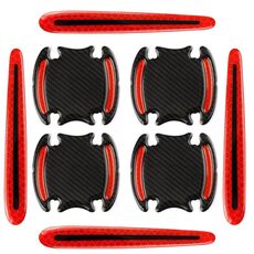 8 pezzi/set Maniglia per portiera dell'auto Specchietto retrovisore Adesivo riflettente protettivo di avvertimento di sicurezza, Colore: rosso