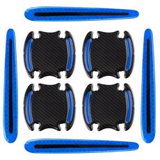 8 pezzi/set Maniglia per portiera dell'auto Specchietto retrovisore Adesivo riflettente protettivo di avvertimento di sicurezza, Colore: blu