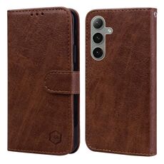 Per Samsung Galaxy S24+ 5G Skin Feeling Oil Leather Texture PU + Custodia per telefono in TPU (marrone)