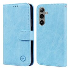 Per Samsung Galaxy S24+ 5G Skin Feeling Oil Leather Texture PU + Custodia per telefono in TPU (azzurro)