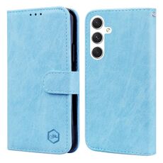 Per Samsung Galaxy S24 5G Skin Feeling Oil Leather Texture PU + Custodia per telefono in TPU (azzurro)