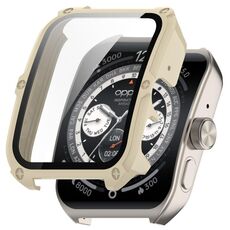 Per OPPO Watch 4 Pro PC + custodia protettiva per orologio integrata con pellicola temperata (bianco avorio)