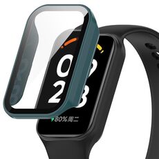 Per Xiaomi Smart Band 8 Active / Redmi Band 2 PC + Custodia protettiva per orologio integrata con pellicola temperata (verde pino)