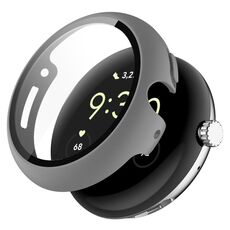 Per Google Pixel Watch 2 PC + custodia protettiva per orologio integrata con pellicola temperata (grigia)
