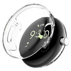 Per Google Pixel Watch 2 Custodia protettiva per orologio elettrolitico in TPU a copertura totale (bianco trasparente)