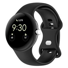 Per cinturino in silicone tinta unita per Google Pixel Watch 2, taglia: taglia S (nero)