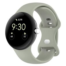 Per cinturino in silicone tinta unita per Google Pixel Watch 2, taglia: taglia S (grigio verde)