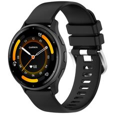 Per cinturino in silicone con fibbia argento lucido liquido Garmin Venu 3 (nero)