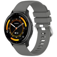 Per cinturino in silicone con fibbia argento lucido liquido Garmin Venu 3 (grigio scuro)