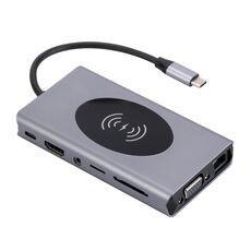 1093 Docking station HUB USB tipo C 13 in 1 con funzione di caricabatterie wireless