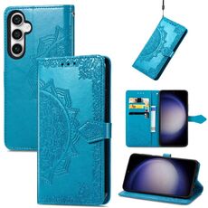 Custodia per telefono in pelle goffrata con fiori mandala per Samsung Galaxy A05 (blu)