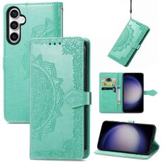 Custodia per telefono in pelle goffrata con fiori mandala per Samsung Galaxy A05 (verde)