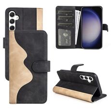 Custodia per cellulare in pelle con chiusura orizzontale con cuciture orizzontali per Samsung Galaxy S24 5G (nera)