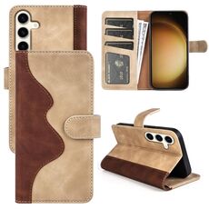Custodia per cellulare in pelle con chiusura orizzontale con cuciture per Samsung Galaxy S24+ 5G (gialla)