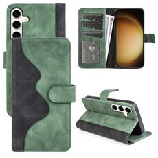 Custodia per cellulare in pelle con chiusura orizzontale con cuciture per Samsung Galaxy S24+ 5G (verde)