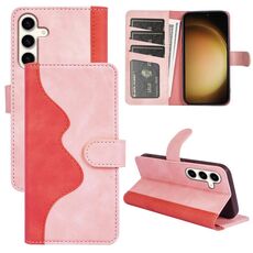 Custodia per cellulare in pelle con chiusura orizzontale con cuciture per Samsung Galaxy S24+ 5G (rossa)