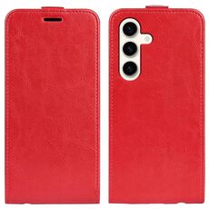 Custodia per cellulare in pelle con texture verticale per Samsung Galaxy S24+ 5G R64 (rossa)