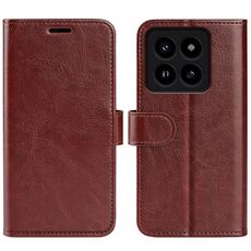 Custodia per telefono in pelle con vibrazione orizzontale con struttura Xiaomi 14 Pro R64 (marrone)
