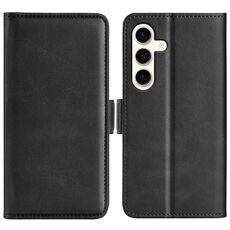 Per Samsung Galaxy S24+ 5G Custodia per telefono in pelle con chiusura orizzontale con fibbia magnetica bifacciale (nera)