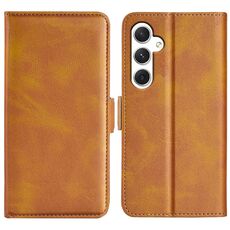 Per Samsung Galaxy S24+ 5G Custodia per telefono in pelle con chiusura orizzontale con fibbia magnetica bifacciale (Giallo)