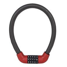 Lucchetto antifurto di sicurezza per bicicletta e veicolo elettrico da 57 x 1,72 cm con combinazione a 5 cifre (nero e rosso)