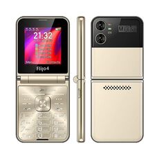 Telefono UNIWA F265 Flip Style, Mediatek MT6261D da 2,55 pollici, FM, 4 schede SIM, 21 tasti (Oro)