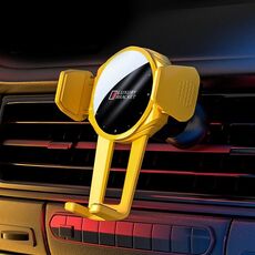 Supporto per auto con presa d'aria per ricarica rapida wireless V70 con blocco meccanico (giallo)