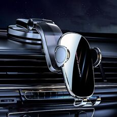 Supporto da auto per auto con presa d'aria a ricarica rapida wireless con bloccaggio meccanico D6, stile: versione a ventosa potente