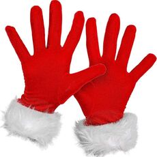 Guanti da spettacolo di gala per il giorno di Natale Guanti corti in lana di velluto cieca(Rosso)
