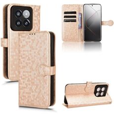 Custodia per telefono in pelle con texture a nido d'ape Xiaomi 14 Pro (oro)