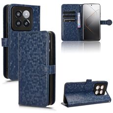 Custodia per telefono in pelle con texture a nido d'ape Xiaomi 14 Pro (blu)