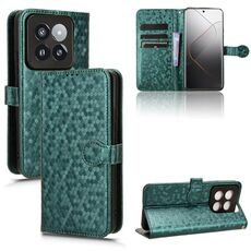 Custodia per telefono in pelle con texture a nido d'ape Xiaomi 14 Pro (verde)