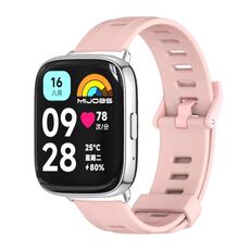 Per Redmi Watch 3 Lite / Watch 3 Active Mijobs cinturino in TPU traspirante con foro piatto (rosa + argento)