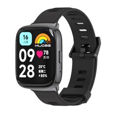 Per Redmi Watch 3 Lite / Watch 3 Active Mijobs cinturino in TPU traspirante con foro piatto (nero)