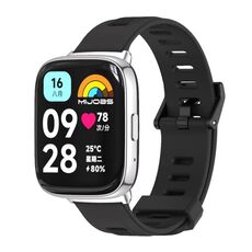 Per Redmi Watch 3 Lite / Watch 3 Active Mijobs cinturino in TPU traspirante con foro piatto (nero + argento)