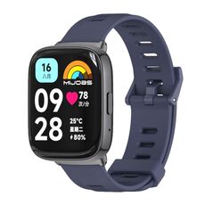 Per Redmi Watch 3 Lite / Watch 3 Active Mijobs cinturino in TPU traspirante con foro piatto (blu notte + nero)