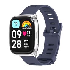 Per Redmi Watch 3 Lite / Watch 3 Active Mijobs cinturino in TPU traspirante con foro piatto (blu notte + argento)