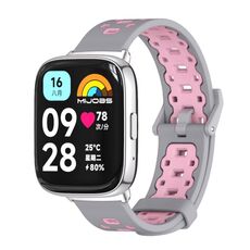 Per Redmi Watch 3 Lite / Watch 3 Active Mijobs cinturino in TPU traspirante con foro quadrato (grigio rosa)